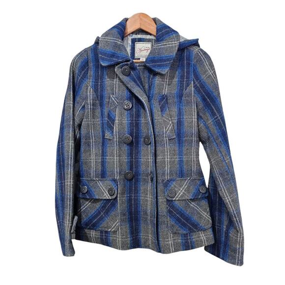 Heritage 1981 Plaid Wool Blend Jacket Gray / Blue Size M - Picture 2 of 5